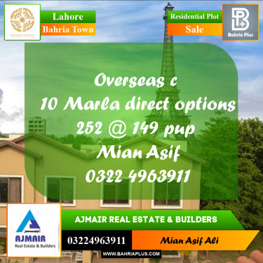 Residential Plot for Sale in Overseas C -  Bahria Town, Lahore - (BP-173452)