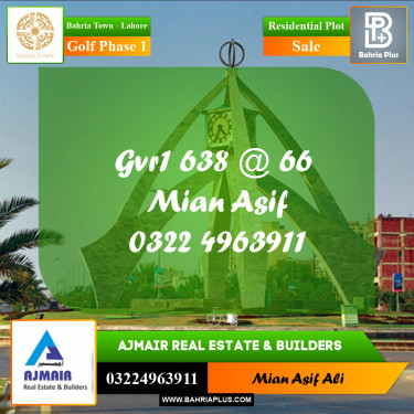 Residential Plot for Sale in Golf Phase 1 -  Bahria Town, Lahore - (BP-173459)