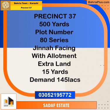 Residential Plot for Sale in Precinct 37 -  Bahria Town, Karachi - (BP-173556)