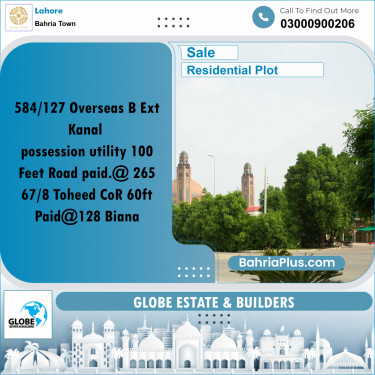 Residential Plot for Sale in Overseas B Ext -  Bahria Town, Lahore - (BP-173582)
