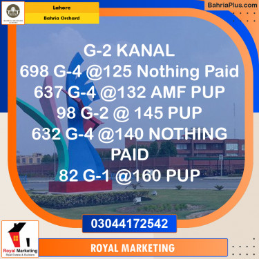 Residential Plot for Sale in Phase 4 - G2 Block -  Bahria Orchard, Lahore - (BP-173631)
