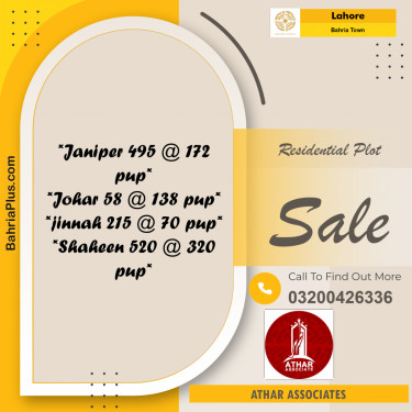 Residential Plot for Sale in Sector C - Janiper Block -  Bahria Town, Lahore - (BP-173632)
