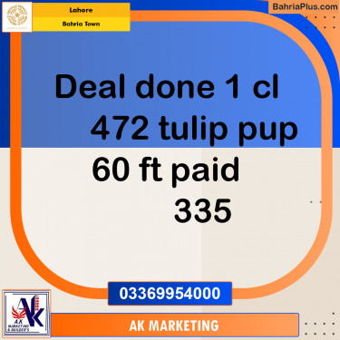 Residential Plot for Sale in Sector C - Tulip Block -  Bahria Town, Lahore - (BP-173666)