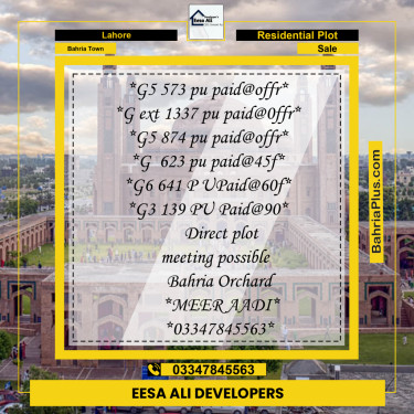 Residential Plot for Sale in Phase 4 - G5 Block -  Bahria Orchard, Lahore - (BP-173689)