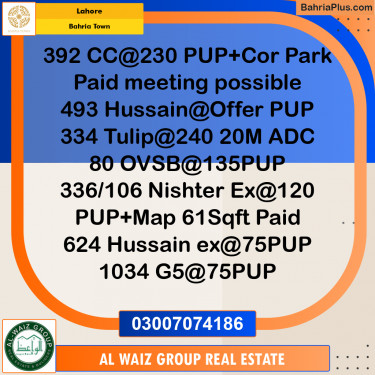 Residential Plot for Sale in Sector D - CC Block -  Bahria Town, Lahore - (BP-173698)