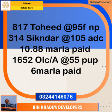 Residential Plot for Sale in Sector F - Tauheed Block -  Bahria Town, Lahore - (BP-173727)