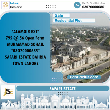 Residential Plot for Sale in Sector F - Alamgir Block -  Bahria Town, Lahore - (BP-173729)