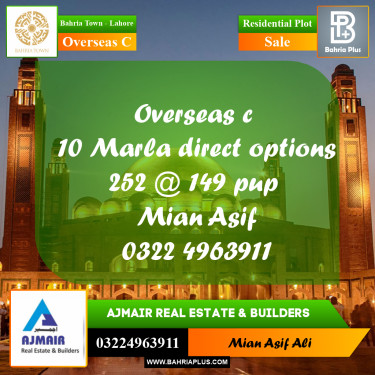 Residential Plot for Sale in Overseas C -  Bahria Town, Lahore - (BP-173774)