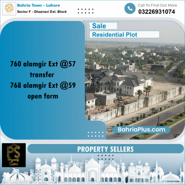 Residential Plot for Sale in Sector F - Ghaznavi Ext. Block -  Bahria Town, Lahore - (BP-173852)