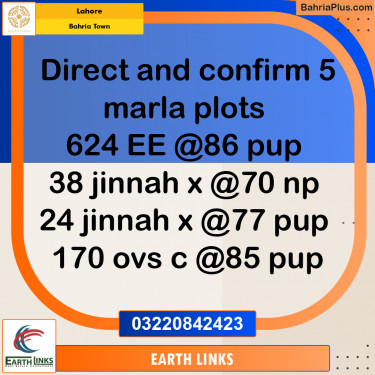 Residential Plot for Sale in Sector D - EE Block -  Bahria Town, Lahore - (BP-173903)