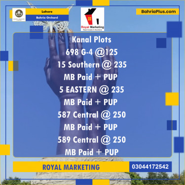 Residential Plot for Sale in Phase 4 - G4 Block -  Bahria Orchard, Lahore - (BP-174012)