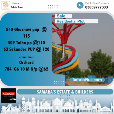 Residential Plot for Sale in Sector F - Ghaznavi Block -  Bahria Town, Lahore - (BP-174035)