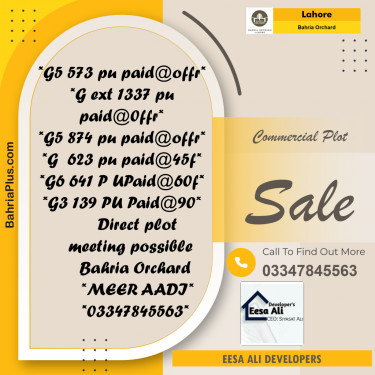 Commercial Plot for Sale in Phase 4 - G5 Block -  Bahria Orchard, Lahore - (BP-174132)