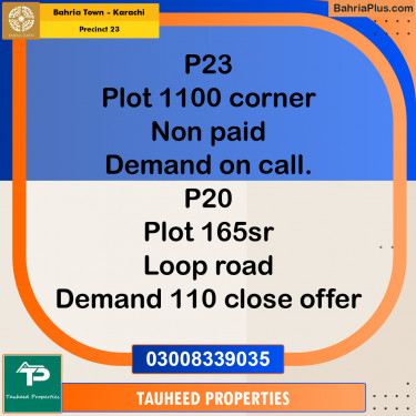 125 Sq. Yards Residential Plot for Sale in Precinct 23 -  Bahria Town, Karachi - (BP-174188)