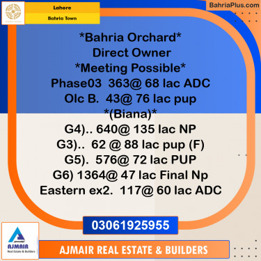 Residential Plot for Sale in Golf Phase 3 -  Bahria Town, Lahore - (BP-174219)