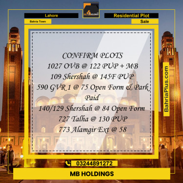Residential Plot for Sale in Overseas B -  Bahria Town, Lahore - (BP-174234)