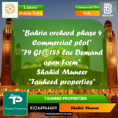 Commercial Plot for Sale in Bahria Town, Lahore - (BP-174332)