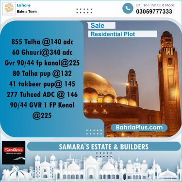 Residential Plot for Sale in Sector F - Talha Block -  Bahria Town, Lahore - (BP-174363)