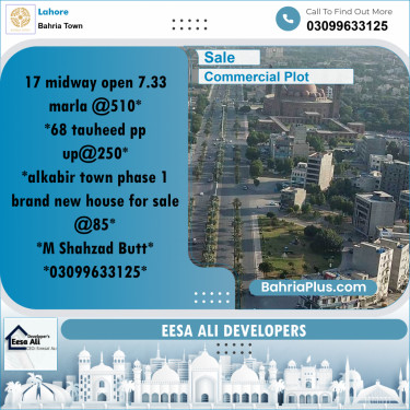 Commercial Plot for Sale in Midway Commercial -  Bahria Town, Lahore - (BP-174402)