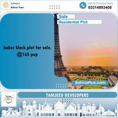 Residential Plot for Sale in Sector A - Babar Block -  Bahria Town, Lahore - (BP-174417)