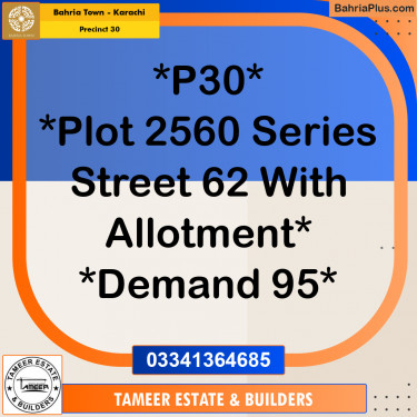 250 Sq. Yards Residential Plot for Sale in Precinct 30 -  Bahria Town, Karachi - (BP-174427)