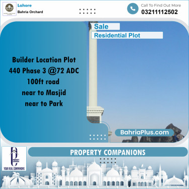 Residential Plot for Sale in Phase 3 -  Bahria Orchard, Lahore - (BP-174509)