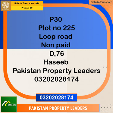 250 Sq. Yards Residential Plot for Sale in Precinct 30 -  Bahria Town, Karachi - (BP-174521)