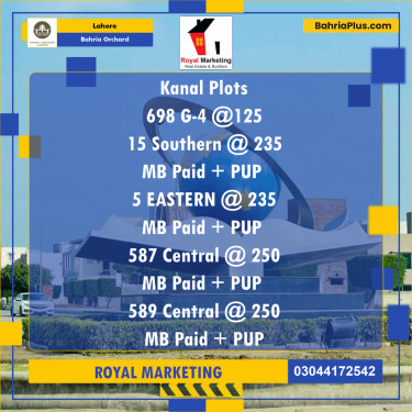 Residential Plot for Sale in Phase 4 - G4 Block -  Bahria Orchard, Lahore - (BP-174541)