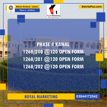 Residential Plot for Sale in Phase 4 - G6 Block -  Bahria Orchard, Lahore - (BP-174548)