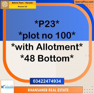 125 Sq. Yards Residential Plot for Sale in Precinct 23 -  Bahria Town, Karachi - (BP-174584)