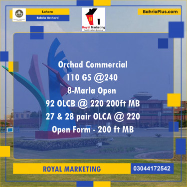 Residential Plot for Sale in Phase 4 - G5 Block -  Bahria Orchard, Lahore - (BP-174601)