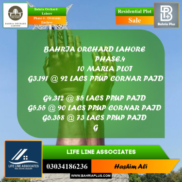 Residential Plot for Sale in Phase 4 - Overseas Enclave -  Bahria Orchard, Lahore - (BP-174654)