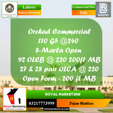 Commercial Plot for Sale in Bahria Orchard, Lahore - (BP-174690)