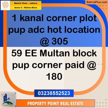 Residential Plot for Sale in Sector E - Nishtar Block -  Bahria Town, Lahore - (BP-174785)