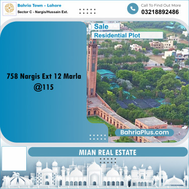 Residential Plot for Sale in Sector C - Nargis/Hussain Ext. -  Bahria Town, Lahore - (BP-174787)