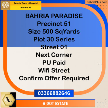 500 Sq. Yards Residential Plot for Sale in Precinct 51 -  Bahria Town, Karachi - (BP-174802)