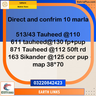 Residential Plot for Sale in Sector F - Tauheed Block -  Bahria Town, Lahore - (BP-174812)