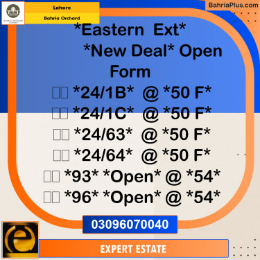 Residential Plot for Sale in Phase 1 - Eastern District Ext. II -  Bahria Orchard, Lahore - (BP-174835)