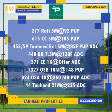 Residential Plot for Sale in Sector B - Shaheen Block -  Bahria Town, Lahore - (BP-174847)
