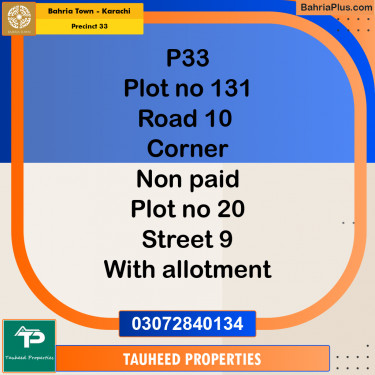 Residential Plot for Sale in Precinct 33 -  Bahria Town, Karachi - (BP-174879)