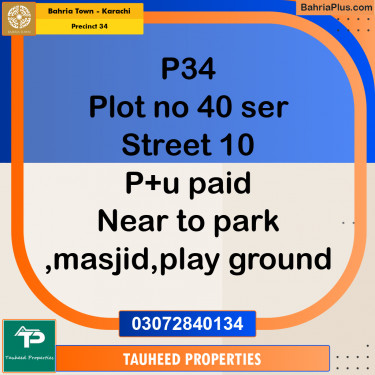 250 Sq. Yards Residential Plot for Sale in Precinct 34 -  Bahria Town, Karachi - (BP-174888)