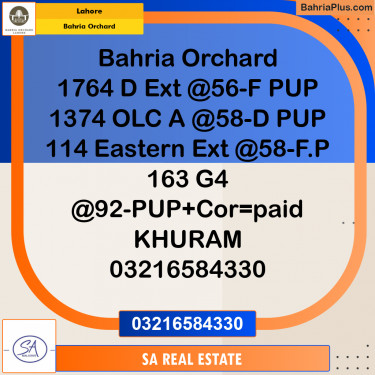 Residential Plot for Sale in Phase 2 - D Block -  Bahria Orchard, Lahore - (BP-174911)