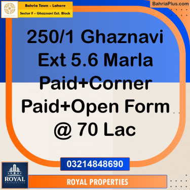 Residential Plot for Sale in Sector F - Ghaznavi Ext. Block -  Bahria Town, Lahore - (BP-174923)