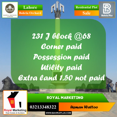 Residential Plot for Sale in Phase 2 - J Block -  Bahria Orchard, Lahore - (BP-174935)
