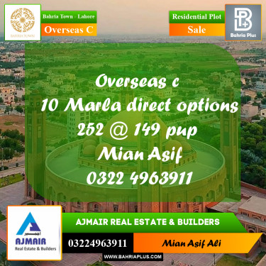 Residential Plot for Sale in Overseas C -  Bahria Town, Lahore - (BP-174964)