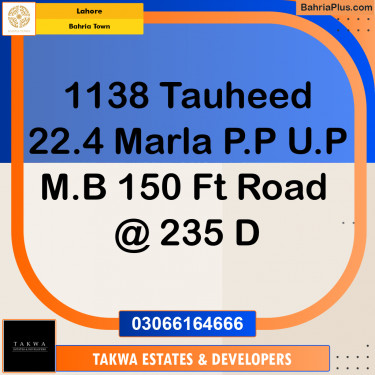 Residential Plot for Sale in Sector F - Tauheed Block -  Bahria Town, Lahore - (BP-175027)