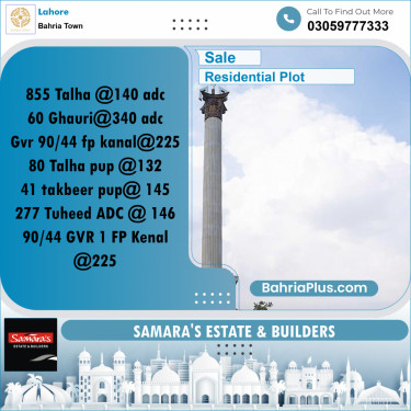 Residential Plot for Sale in Sector F - Talha Block -  Bahria Town, Lahore - (BP-175036)