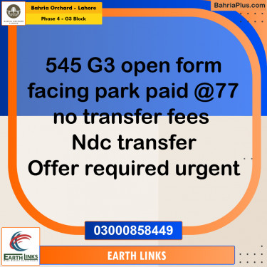 Residential Plot for Sale in Phase 4 - G3 Block -  Bahria Orchard, Lahore - (BP-175078)