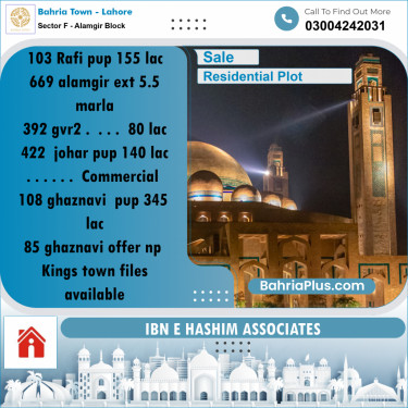 Residential Plot for Sale in Sector F - Alamgir Block -  Bahria Town, Lahore - (BP-175226)
