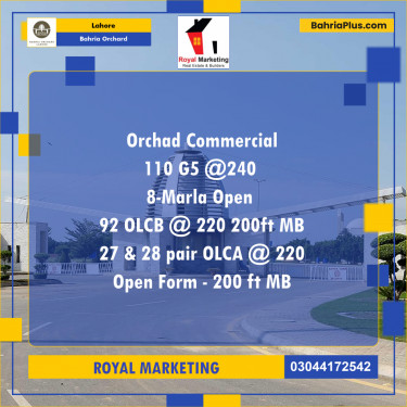 Commercial Plot for Sale in Phase 4 - G5 Block -  Bahria Orchard, Lahore - (BP-175253)
